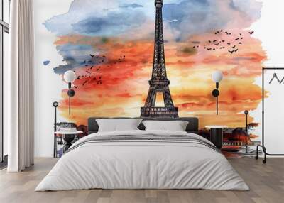 Paris watercolor paint  Wall mural