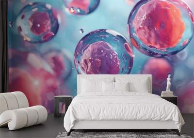 Creative image of embryonic stem cells, cellular therapy. 3d illustrations. Generative AI Wall mural