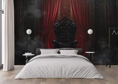 Royal throne. dark Gothic throne, front view, evil and luxury, Halloween scene background. Generative AI Wall mural