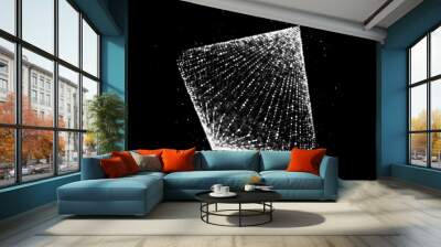 Network connection structure in the form of a diamond. Technology connect big data. Science background. Abstract geometric 3D objects. 3D rendering. Wall mural