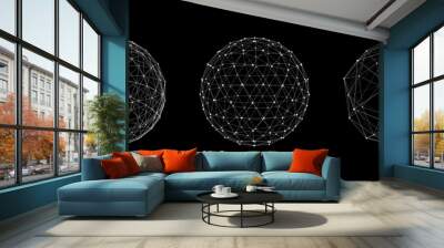 Vector futuristic sphere of particles and lines. Network connection big data. Abstract technology background. Wall mural