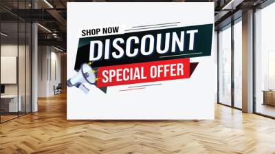 discount special offer word concept vector illustration with lines modern futuristic 3d style for landing page template web mobile app poster banner flyer background gift card coupon label wallpaper Wall mural