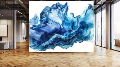 Abstract fluid art splash in shades of blue isolated on transparent background. Ocean wave inspired design. Design for poster, print Wall mural