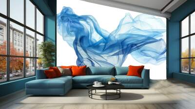 elegant blue fabric floating gracefully against a transparent background Wall mural