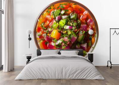 Fresh Colorful Vegetable Salsa in Glass Bowl Ideal for Summer Dishes and Healthy Recipes Wall mural