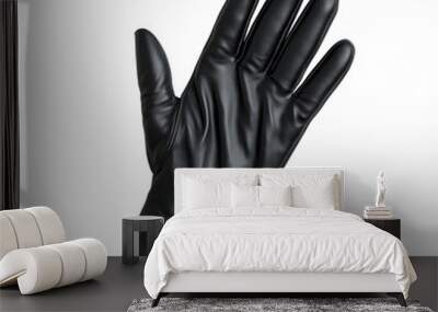 A black leather glove is shown with the fingers spread out Wall mural