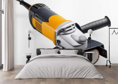 A power tool with a yellow handle and a black and silver body Wall mural