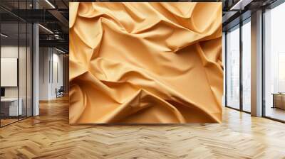 Close-up Image of Crumpled Golden Fabric with Soft and Fluid Texture Wall mural