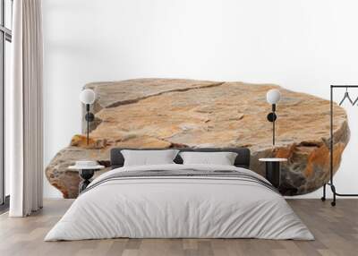 Large Flat Rock Isolated On Black Background Wall mural