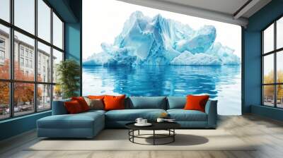 Melting polar ice caps with fractured icebergs and rising sea levels Wall mural