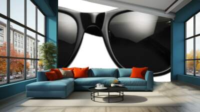 Sunglasses collection in different colours (blue, black and pink) isolated on a white background Wall mural