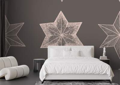 Hand drawn vintage star seamless pattern. Abstract vector background Wall mural