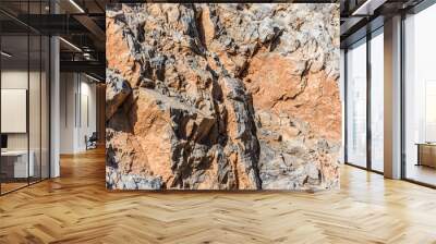 background and texture of mountain layers and cracks in sedimentary rock on cliff face. Cliff of rock mountain. Wall mural