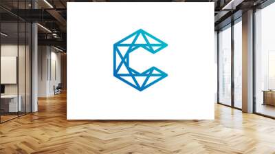 diamond logo from hexagonal letter c Wall mural