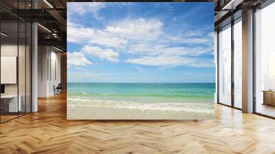 beach and tropical sea under the bright blue sky at summer day Wall mural