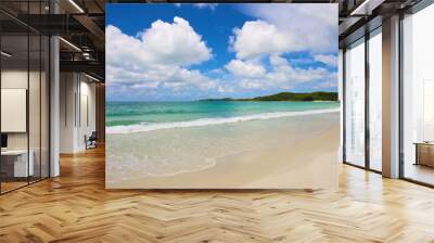 beach and tropical sea under the bright blue sky at summer day Wall mural