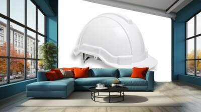 white hard safety helmet hat for safety project of workman as engineer or worker,isolated white background Wall mural