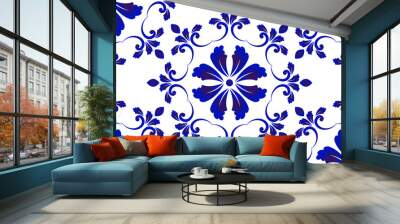 blue and white decorative pattern Wall mural