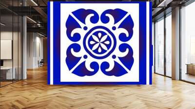 Blue and white tile ornament Wall mural