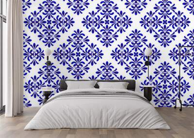 blue floral decorative pattern Wall mural