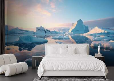 Ice and icebergs melting because of the global warming Wall mural