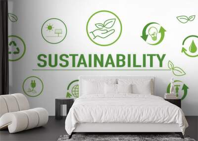 Banner design with icons for Sustainability development and Eco friendly concept, Vector illustration Wall mural