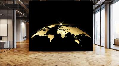 Earth and ray with golden color on black for decoration background Wall mural