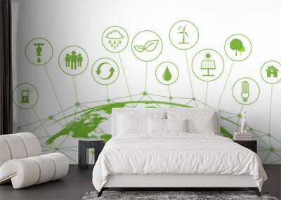 global sustainability network concept, vector illustration Wall mural