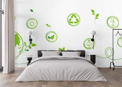 Green banner design for Sustainability development, Ecology, Eco friendly, Earth day and World environment day, Vector illustration Wall mural