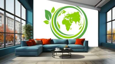 Green ecology logo design for World environment day, Earth day, Eco friendly and Sustainability concept, Vector illustration Wall mural