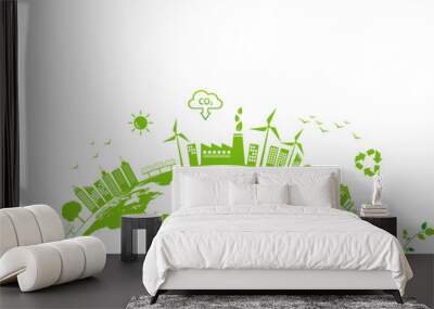 Sustainable corporation development, CO2 reduction and Carbon Net zero emission concept, ESG Environment Society and Governance, Earth day, World environment day Wall mural