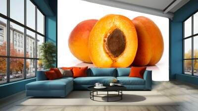 Fresh organic apricot isolated on white background Wall mural