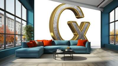 Word q with gold. Letter q with gold. 3D letter q for gold Outline isolated on white background 2. generative ai. Wall mural