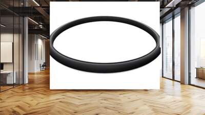 A black rubber ring elegantly rests on a plain white surface Wall mural