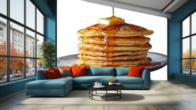 Buttery Stack of Pancakes Drizzled With Syrup Wall mural