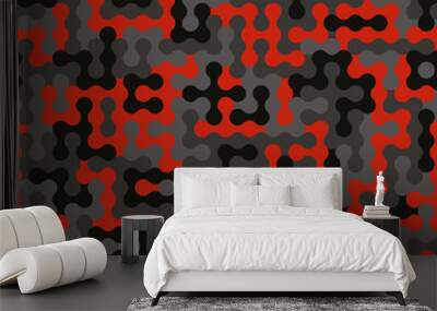 Seamless elite red black and white camouflage with canvas mesh military fashion pattern vector Wall mural