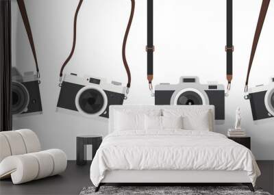 hanging vintage camera with strap set Wall mural