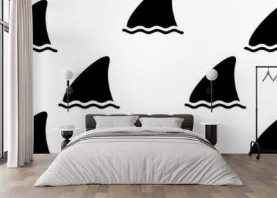 Shark fin icon seamless pattern Wall mural