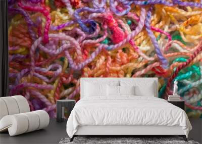 Colorful collection of scrap wool for knitting and weaving Wall mural