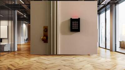 Password code and card swipe security keypad system to unlock the door. Wall mural