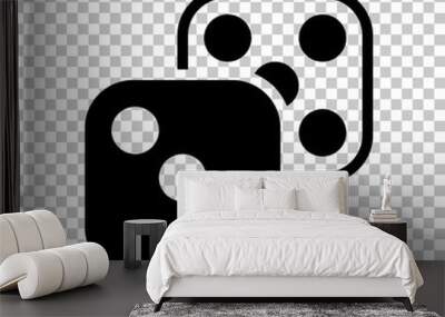 Pair of dice. Icon of azart games. Black symbol on transparent b Wall mural