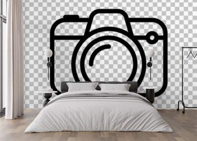 Photo camera, simple digital icon. Black editable linear symbol on transparent background Wall mural