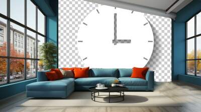 Simple clock icon. White icon with shadow on transparent background Wall mural