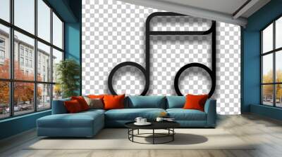 Simple music note. Linear icon, thin outline. Black glass icon w Wall mural