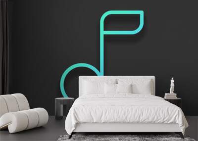 Simple music note. Linear icon, thin outline. Colorful logo conc Wall mural