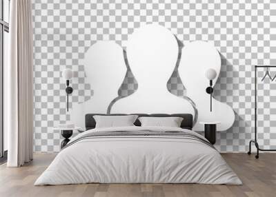 Team, few person. White icon with shadow on transparent backgrou Wall mural