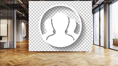 Team in circle, few person. White icon with shadow on transparen Wall mural