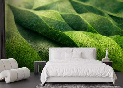 3D Render Abstract of Green Leaf Texture Background. Natural background and wallpaper Wall mural