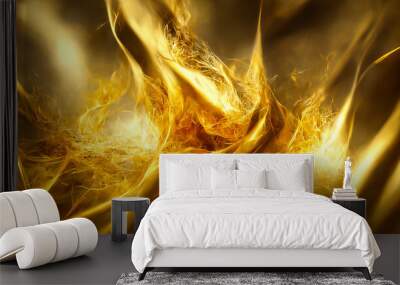 3D render gold fire abstract background with soft glowing backdrop texture for christmas and valentine. Wall mural