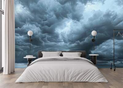 Cloudy sky over plains, a lone light grey backdrop, with space on top for text Wall mural